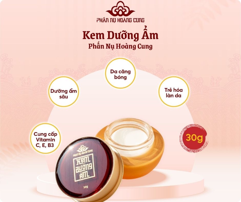 ản phẩm chăm sóc da có công dụng cấp ẩm và khóa ẩm, thuộc dòng mỹ phẩm Phấn Nụ Hoàng Cung